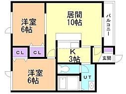 グレイス小泉1 2LDKの間取図画像