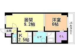 カルム・エ・ペ 1LDKの間取図画像