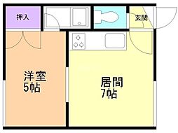 コーポ青和 1DKの間取図画像