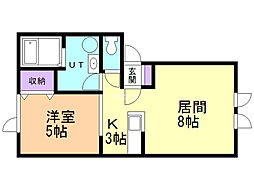 ユニバーサルハイツ 1LDKの間取図画像