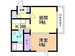 フェリーチェラピュタS 1LDKの間取図画像