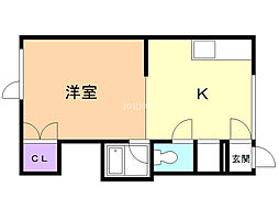 ビューハイツターフ1 1DKの間取図画像