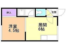 葵ハイツ 1DKの間取図画像
