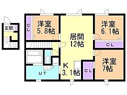 ルシエル1 3LDKの間取図画像