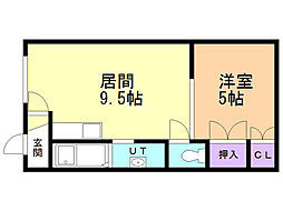 ナカシンコーポ 1LDKの間取図画像