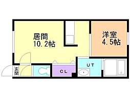 フェンネル末広 1LDKの間取図画像