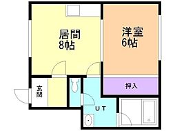 花月コーポ 1DKの間取図画像