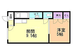 ナカシンコーポ 1LDKの間取図画像