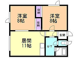 グリーンハイツ2 2LDKの間取図画像