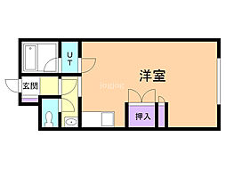 ラ・バレーヌB ワンルームの間取図画像