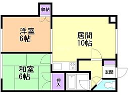 かなやまハウス 2LDKの間取図画像