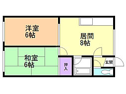 蘭ハイツ 2LDKの間取図画像
