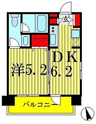 JR総武線 亀戸駅 徒歩10分の賃貸マンション 12階1DKの間取り