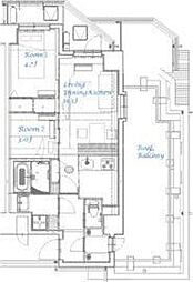 都営新宿線 大島駅 徒歩4分の賃貸マンション 8階2LDKの間取り