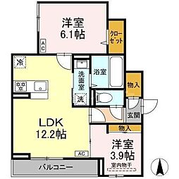 JR総武線 亀戸駅 徒歩15分の賃貸アパート 2階2LDKの間取り