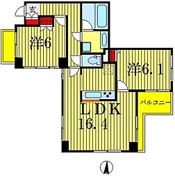 都営大江戸線 両国駅 徒歩8分の賃貸マンション 2階2LDKの間取り