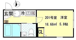 JR総武線 平井駅 徒歩7分の賃貸アパート 2階1Kの間取り