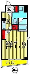 京成押上線 京成曳舟駅 徒歩9分の賃貸マンション 2階1Kの間取り