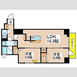 都営新宿線 菊川駅 徒歩7分の賃貸マンション 2階2LDKの間取り