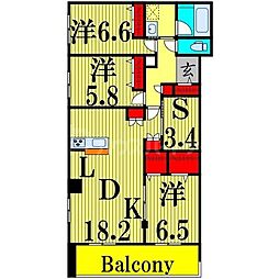 日暮里舎人ライナー 熊野前駅 徒歩3分の賃貸マンション 5階3SLDKの間取り