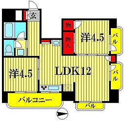 東京メトロ銀座線 浅草駅 徒歩5分の賃貸マンション 7階2LDKの間取り