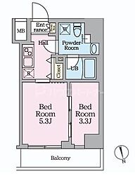 東武伊勢崎線 曳舟駅 徒歩9分の賃貸マンション 3階2Kの間取り