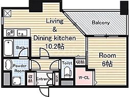 都営大江戸線 両国駅 徒歩6分の賃貸マンション 3階1DKの間取り
