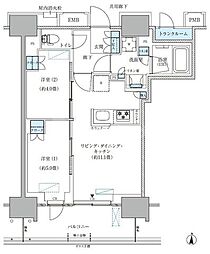 都営新宿線 西大島駅 徒歩4分の賃貸マンション 13階2LDKの間取り