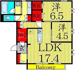 JR総武線 亀戸駅 徒歩9分の賃貸マンション 2階2LDKの間取り