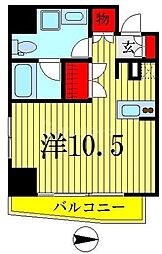 都営大江戸線 森下駅 徒歩3分の賃貸マンション 3階ワンルームの間取り