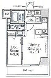 京成押上線 京成曳舟駅 徒歩9分の賃貸マンション 2階1DKの間取り