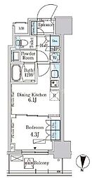 東京メトロ半蔵門線 錦糸町駅 徒歩5分の賃貸マンション 2階1DKの間取り