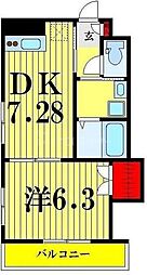 東武亀戸線 小村井駅 徒歩4分の賃貸マンション 5階1DKの間取り