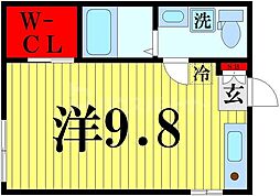 東京メトロ半蔵門線 押上駅 徒歩10分の賃貸マンション 4階ワンルームの間取り