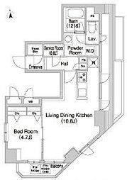 JR総武線 浅草橋駅 徒歩8分の賃貸マンション 12階1LDKの間取り