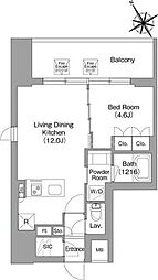 都営浅草線 蔵前駅 徒歩2分の賃貸マンション 13階1LDKの間取り