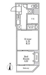JR総武本線 錦糸町駅 徒歩5分の賃貸マンション 7階1LDKの間取り