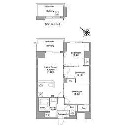 東京メトロ有楽町線 豊洲駅 徒歩14分の賃貸マンション 4階3LDKの間取り