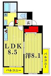 JR総武本線 錦糸町駅 徒歩10分の賃貸マンション 6階1LDKの間取り