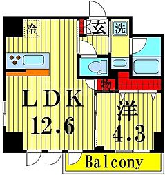 JR総武線 亀戸駅 徒歩5分の賃貸マンション 9階1LDKの間取り