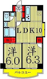 東京メトロ半蔵門線 錦糸町駅 徒歩3分の賃貸マンション 6階2LDKの間取り