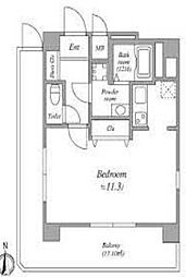 都営新宿線 菊川駅 徒歩3分の賃貸マンション 11階1Kの間取り