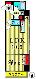 レジデンス両国駅前 1LDKの間取図画像