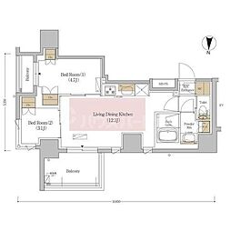 オーパスレジデンス錦糸町North 2LDKの間取図画像