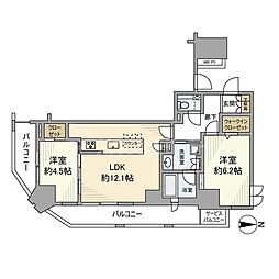 クリオラベルヴィ蔵前 2LDKの間取図画像