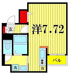 フェルクルールプレスト押上2 ワンルームの間取図画像