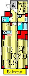 マインシュロス亀戸 1SLDKの間取図画像