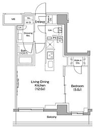 ザ・パークハビオ住吉 1LDKの間取図画像