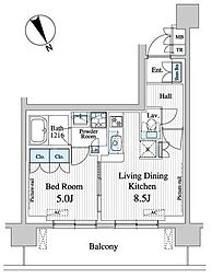 プレノ清澄庭園 1LDKの間取図画像