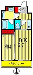 カスタリア森下 1DKの間取図画像